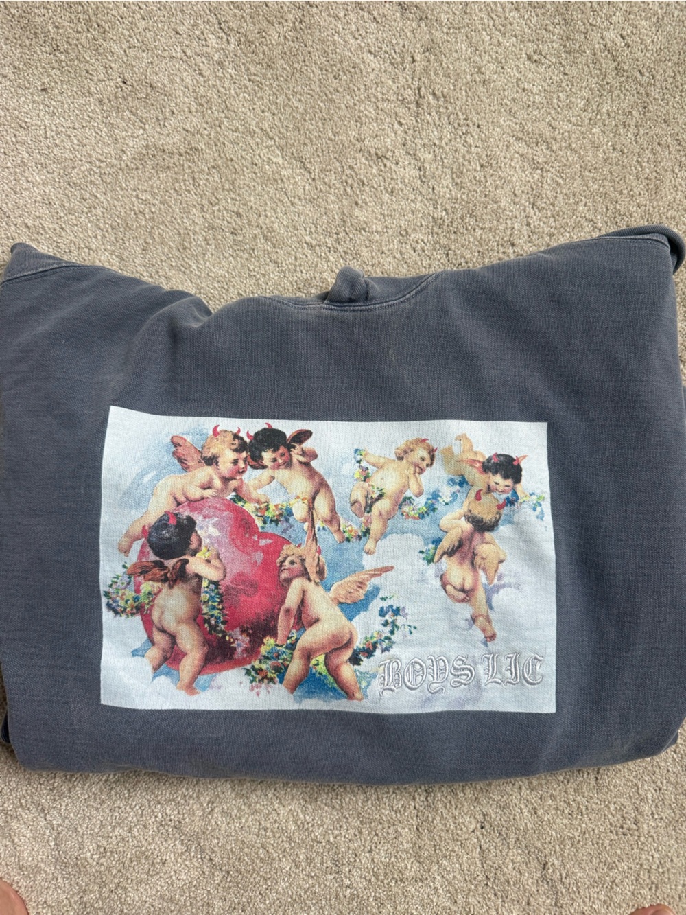 Boys Lie Charcoal Sweatshirt with Cherub Graphic